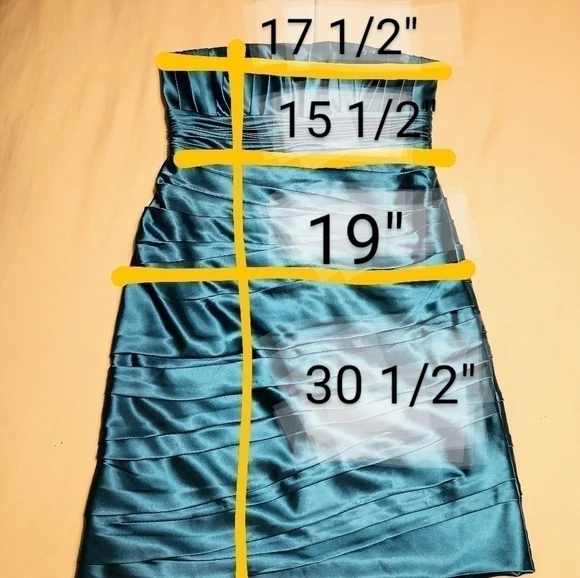 JS Collections Teal Strapless Pleated Cocktail Dress Size 10 - Picture 12 of 12